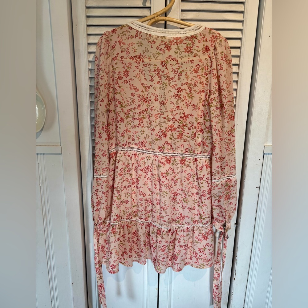 For Love & Lemons Pink Floral Crochet-Trim dress - Picture 3 of 6